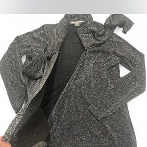 PETER NYGARD Black & grey speckled cardigan with a shawl collar. Size M